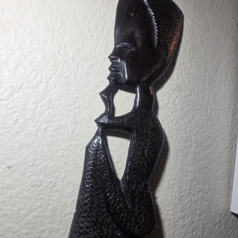 Hand-Carved African Wooden Wall Art Sculpture Vintage Tribal Home Décor - Picture 2 of 4